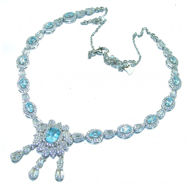 A Wild Ocean genuine Swiss Blue Topaz .925 Sterling Silver handmade necklace