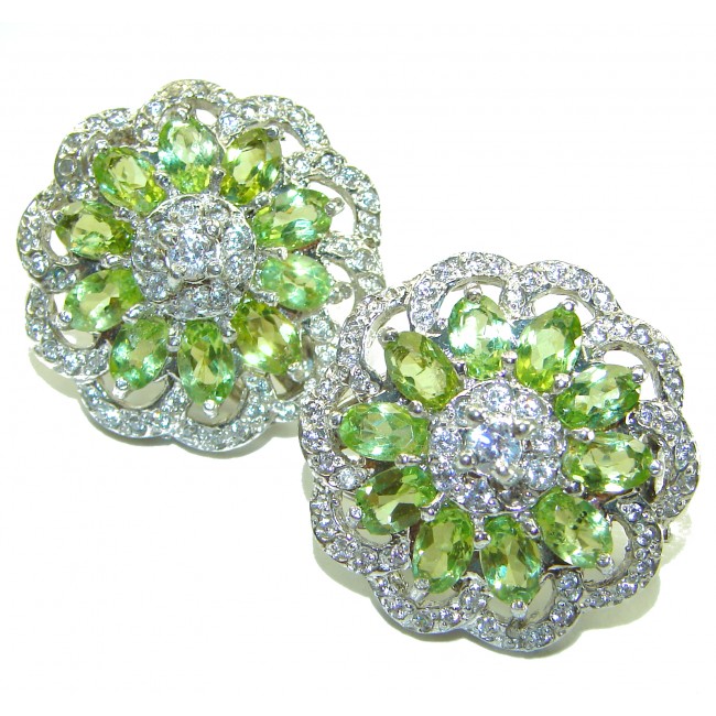 Evergreen authentic Peridot .925 Sterling Silver handcrafted Large Statement earrings