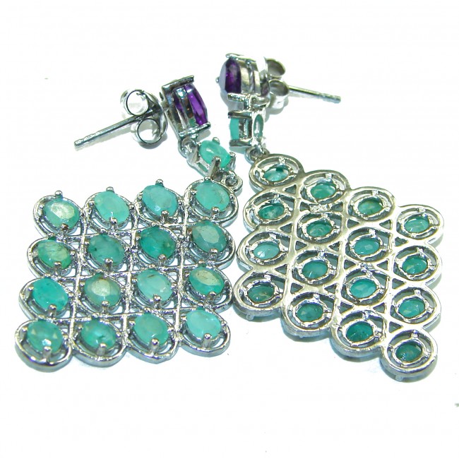 Luxurious Emerald .925 Sterling Silver handcrafted Earrings