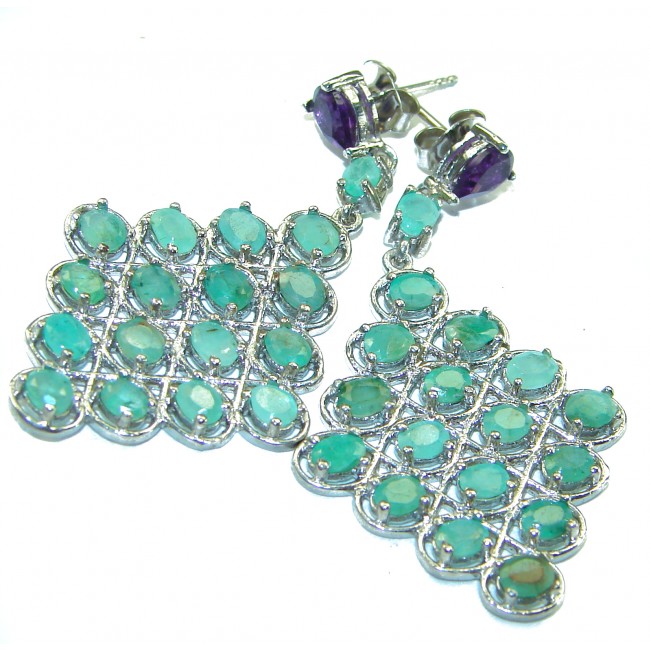 Luxurious Emerald .925 Sterling Silver handcrafted Earrings