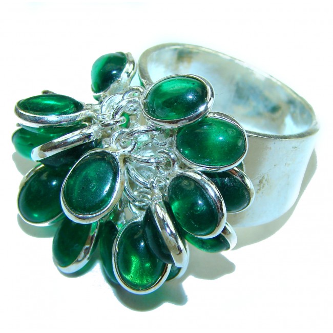 Green Topaz Sterling Silver handmade cha cha Ring s. 8