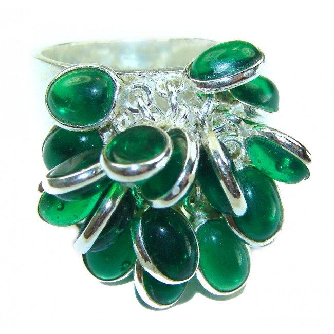 Green Topaz Sterling Silver handmade cha cha Ring s. 8