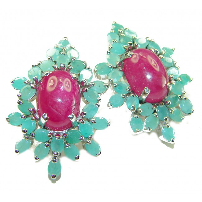 Radiant Beauty Great quality Ruby Enamel .925 Sterling Silver handcrafted earrings