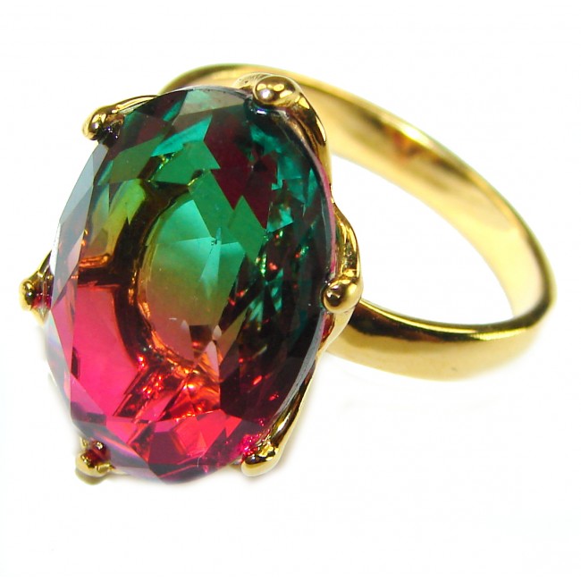 Brazilian Tourmaline 18K Gold over .925 Sterling Silver Perfectly handcrafted Ring s. 9 1/4