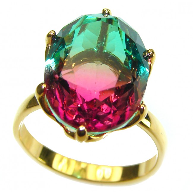 Brazilian Tourmaline 18K Gold over .925 Sterling Silver Perfectly handcrafted Ring s. 9 1/4