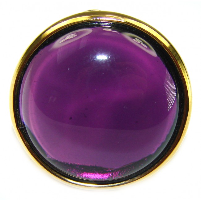 Purple Full Moon Amethyst 14K Gold over .925 Sterling Silver Handcrafted Large Ring size 9