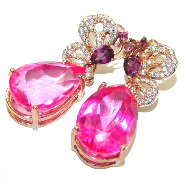 A Spark of Sweetness Hot Pink Topaz 14K Rose Gold over .925 Sterling Silver handcrafted earrings