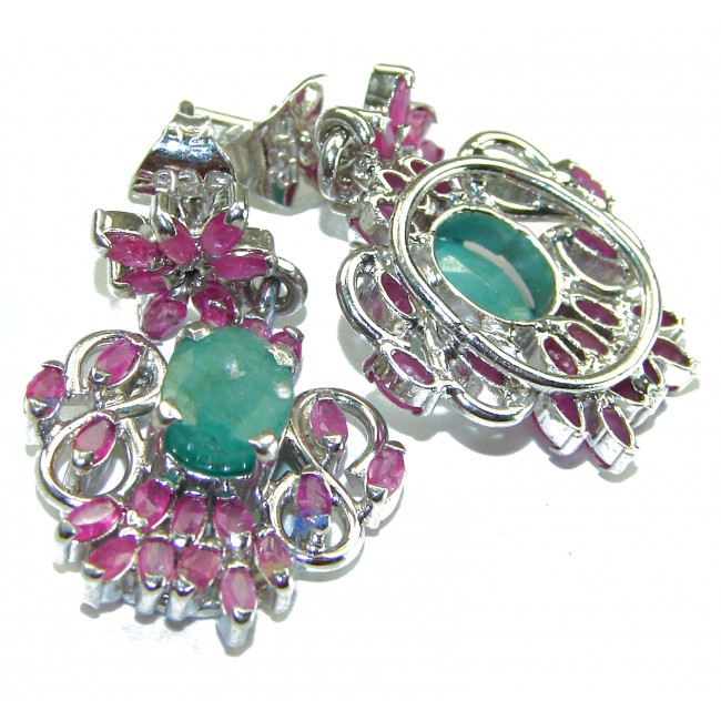 Incredible genuine Emerald .925 Sterling Silver handcrafted Earrings