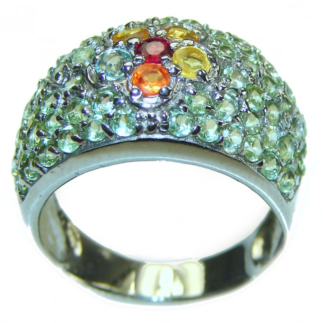 Bright Creation Multicolor Sapphire .925 Sterling Silver handmade Ring size 8