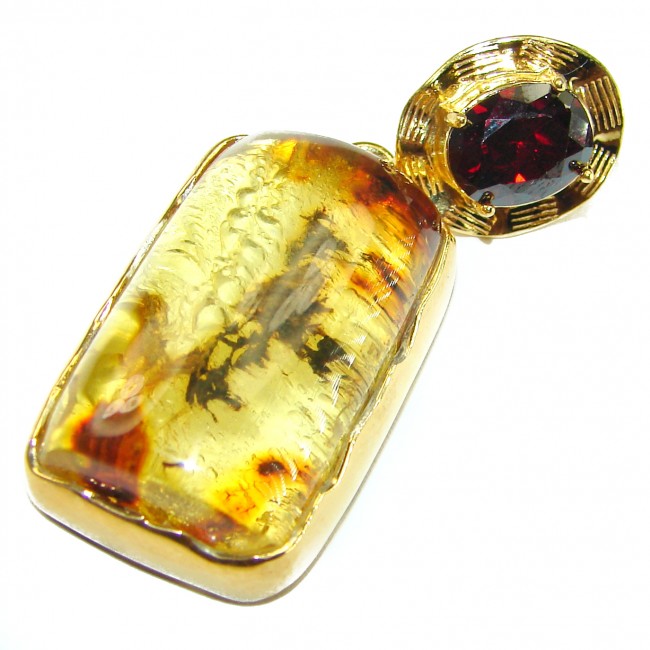 Vintage Beauty authentic Baltic Amber 14k Gold over .925 Sterling Silver handcrafted pendant