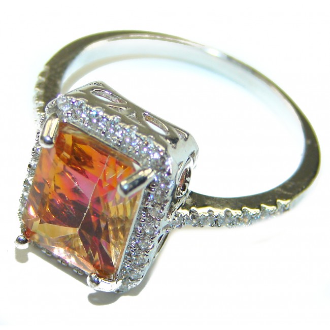 Mystic Golden Topaz .925 Sterling Silver handmade Cocktail Ring size 9