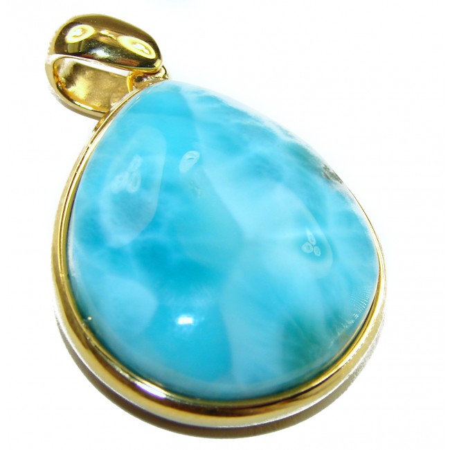 Natural Larimar 14K Gold over .925 Sterling Silver handcrafted pendant