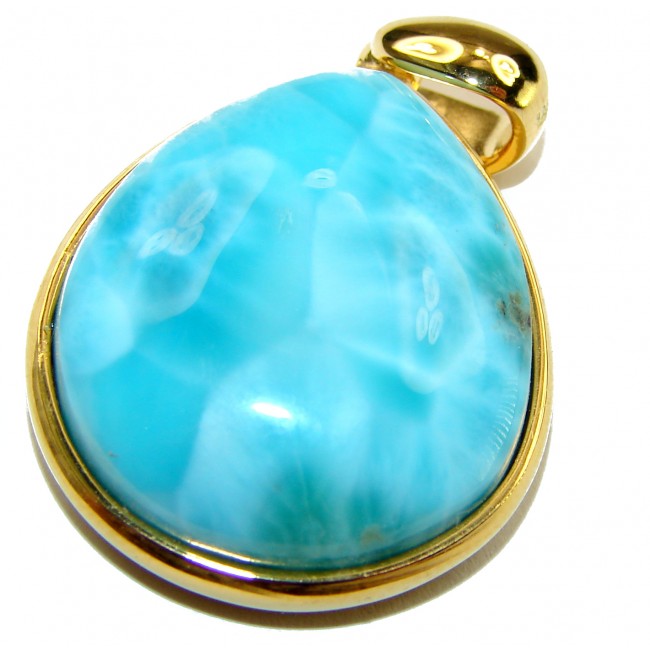 Natural Larimar 14K Gold over .925 Sterling Silver handcrafted pendant