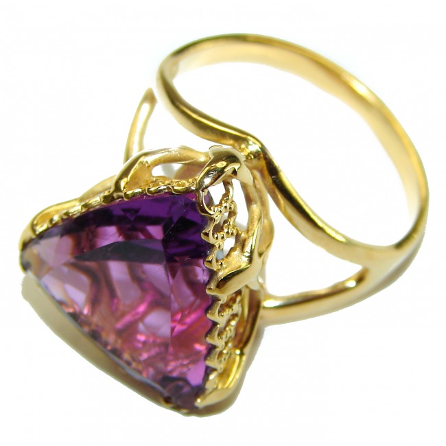 Spectacular Amethyst 14K Gold over .925 Sterling Silver Handcrafted Ring size 9