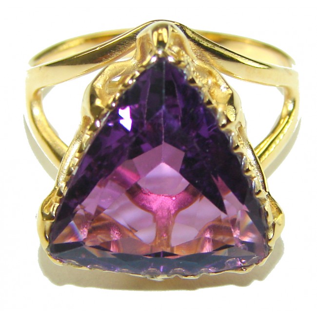 Spectacular Amethyst 14K Gold over .925 Sterling Silver Handcrafted Ring size 9