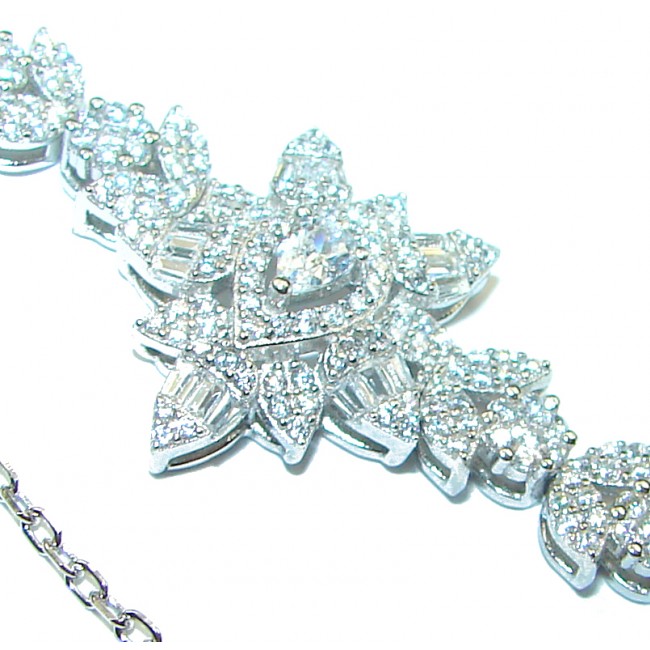 Luxurious Genuine White Topaz .925 Sterling Silver Bracelet