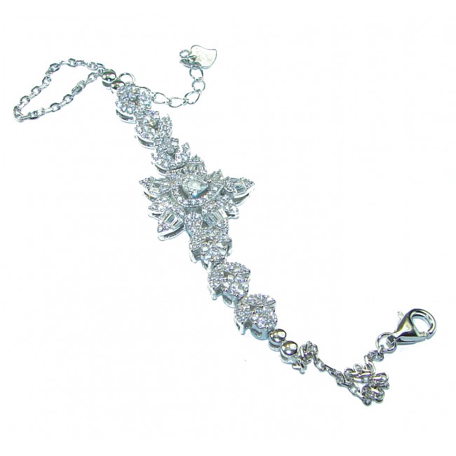 Luxurious Genuine White Topaz .925 Sterling Silver Bracelet