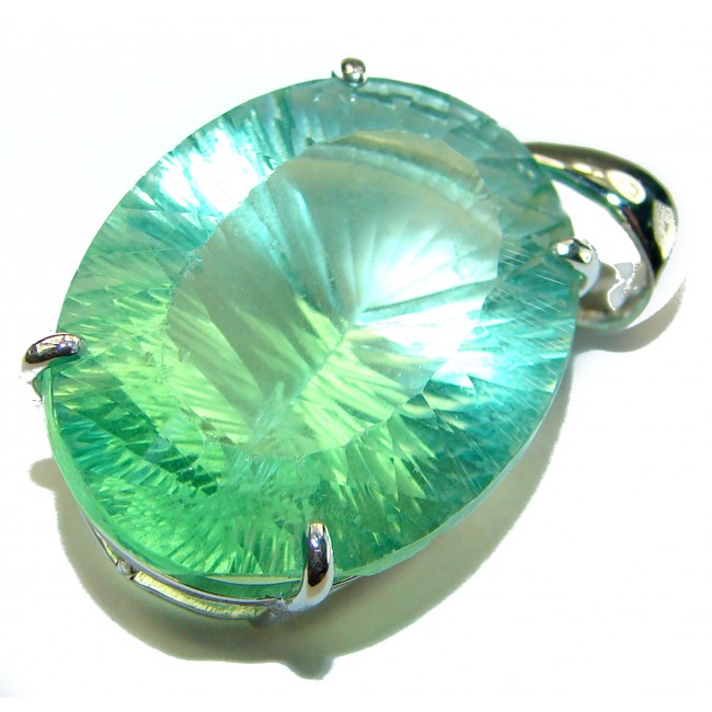 Superior quality 35.2 carat Fresh lime Mystic Green Topaz .925 Sterling Silver Pendant