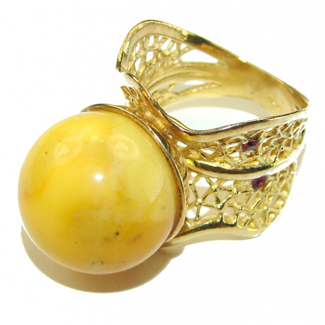 Butterscotch Amber 14K Gold over .925 Sterling Silver handcrafted Ring s. 8