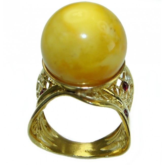 Butterscotch Amber 14K Gold over .925 Sterling Silver handcrafted Ring s. 8