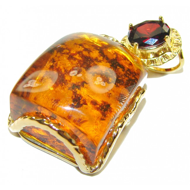 Vintage Beauty authentic Baltic Amber 14k Gold over .925 Sterling Silver handcrafted pendant