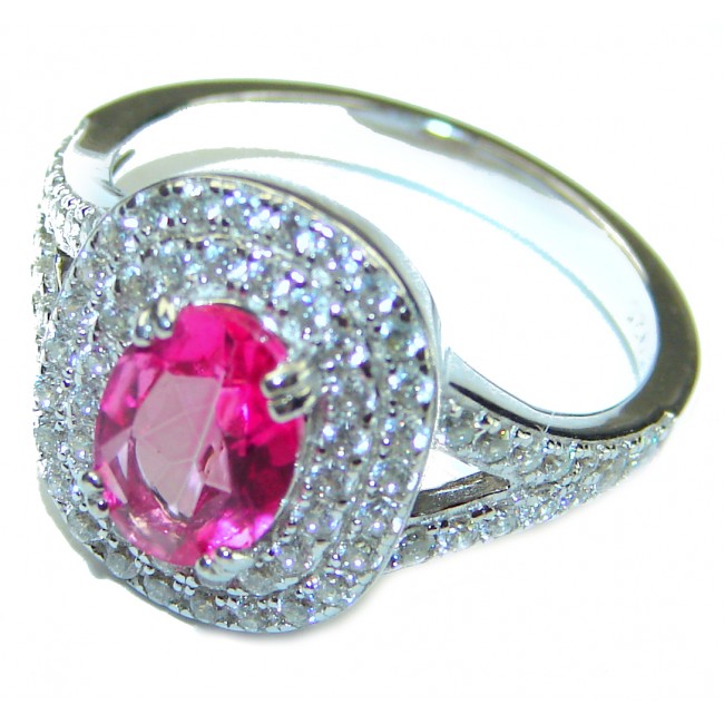 Perfect and Simple Pink Sapphire .925 Sterling Silver Ring s. 7