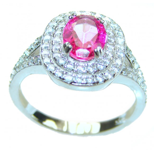 Perfect and Simple Pink Sapphire .925 Sterling Silver Ring s. 7