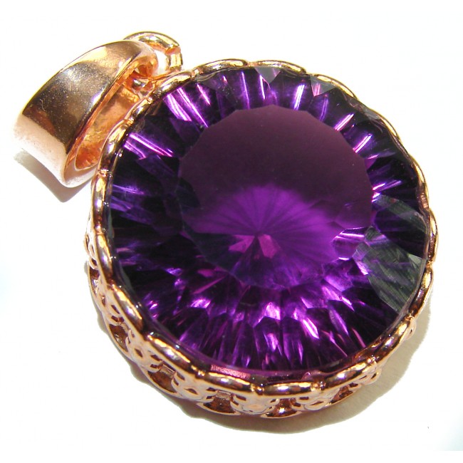 15.5 carat Perfect Amethyst 18k Rose Gold over .925 Sterling Silver handcrafted Pendant