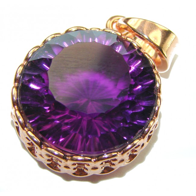 15.5 carat Perfect Amethyst 18k Rose Gold over .925 Sterling Silver handcrafted Pendant