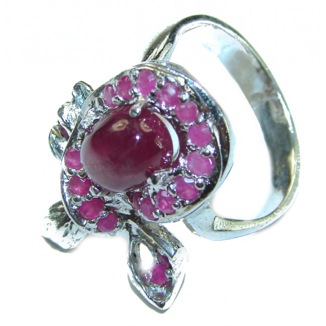 Luxurious Style Red Ribbon Ruby .925 Sterling Silver handmade Ring 9