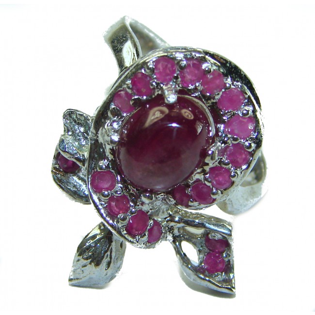 Luxurious Style Red Ribbon Ruby .925 Sterling Silver handmade Ring 9