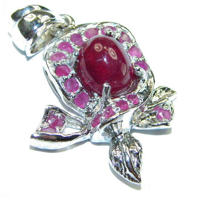 Luxurious Style Red Ribbon Ruby .925 Sterling Silver handmade Pendant