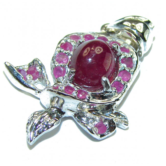 Luxurious Style Red Ribbon Ruby .925 Sterling Silver handmade Pendant