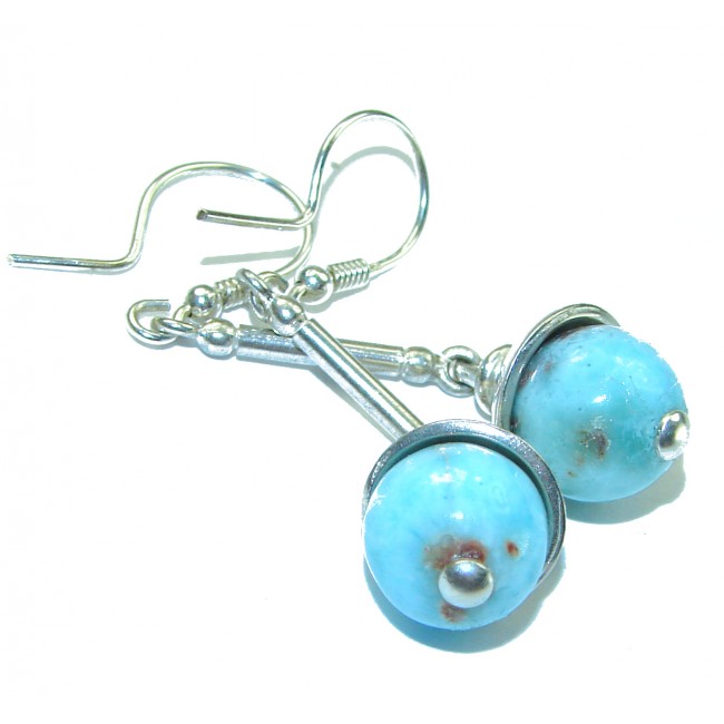 Bohemian Style Blue Larimar .925 Sterling Silver handmade earrings