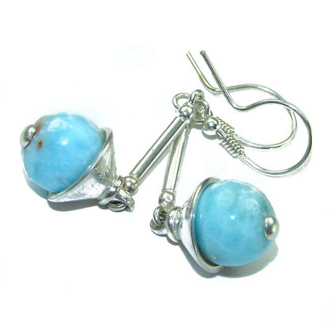 Bohemian Style Blue Larimar .925 Sterling Silver handmade earrings