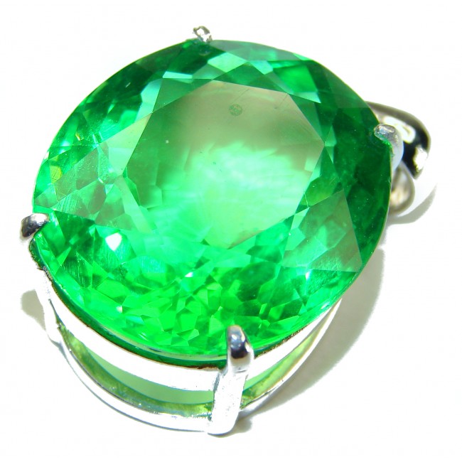 Superior quality 33.2 carat Fresh Green Topaz .925 Sterling Silver Pendant