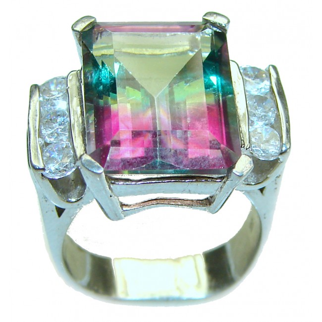 Brazilian Tourmaline .925 Sterling Silver Perfectly handcrafted Ring s. 6 1/4