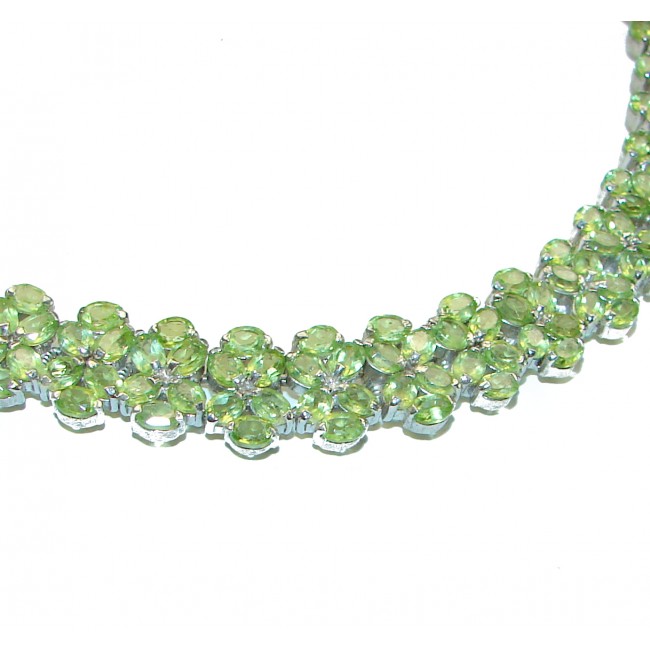 Aurora Authentic Peridot .925 Sterling Silver handmade Statement necklace