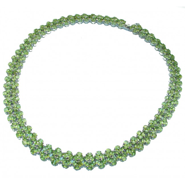 Aurora Authentic Peridot .925 Sterling Silver handmade Statement necklace