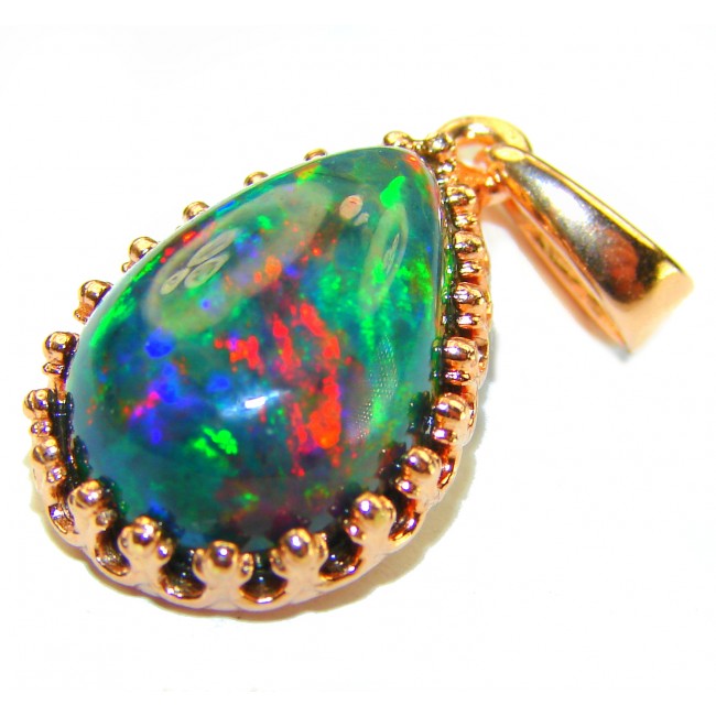 Pure Perfection 12.6CTW Authentic Black Opal 14K Gold over .925 Sterling Silver handmade Pendant