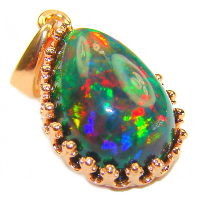 Pure Perfection 12.6CTW Authentic Black Opal 14K Gold over .925 Sterling Silver handmade Pendant