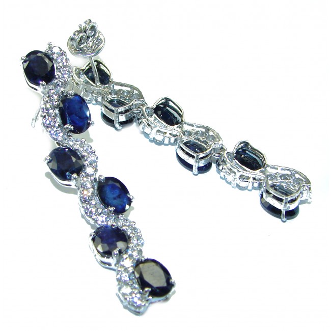 Magnificent Jewel Sapphire .925 Sterling Silver handcrafted incredible Statement earrings