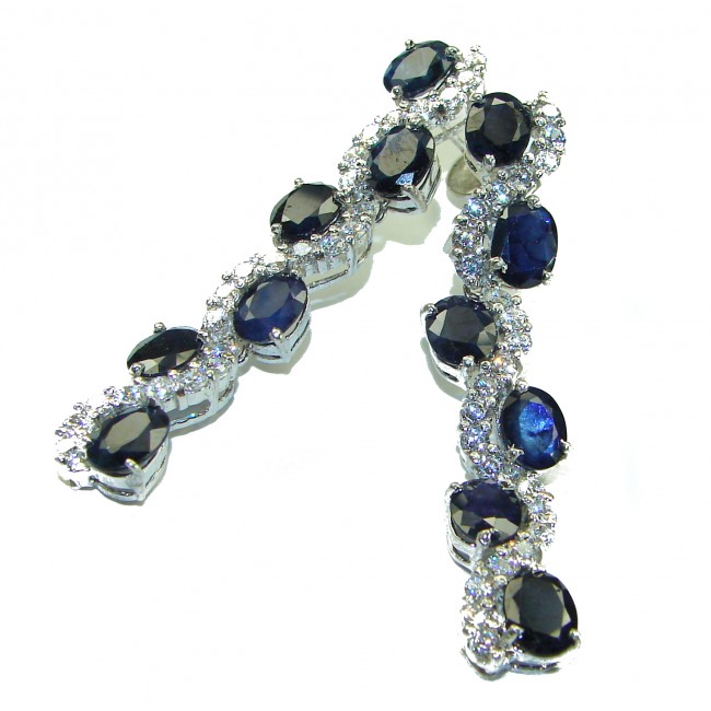 Magnificent Jewel Sapphire .925 Sterling Silver handcrafted incredible Statement earrings