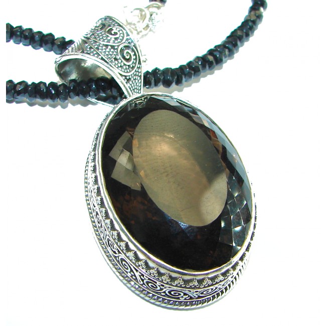 Outstanding Smoky Topaz .925 Sterling Silver handcrafted Statement necklace