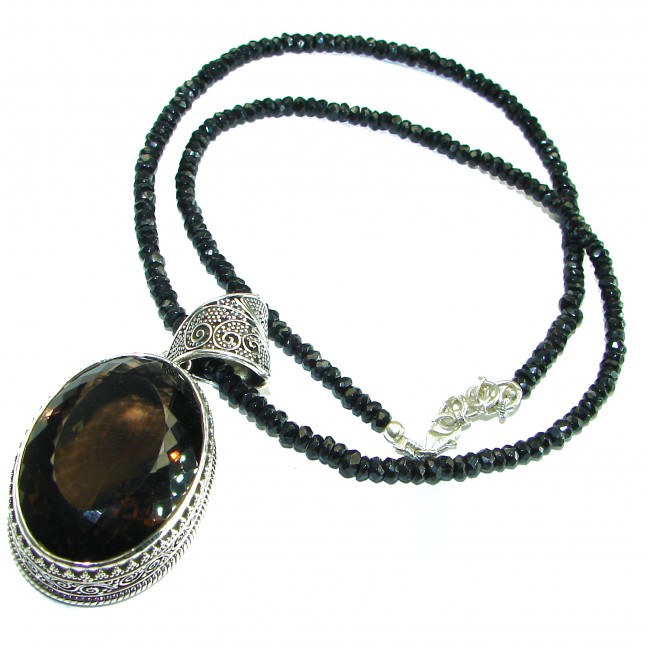 Outstanding Smoky Topaz .925 Sterling Silver handcrafted Statement necklace