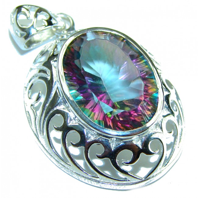 9.5 carat Pear cut Mystic Topaz .925 Sterling Silver handcrafted Pendant