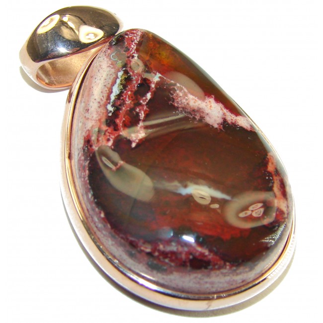 Bonfire Night Natural Mexican Fire Opal 14K Gold over .925 Sterling Silver handmade Pendant