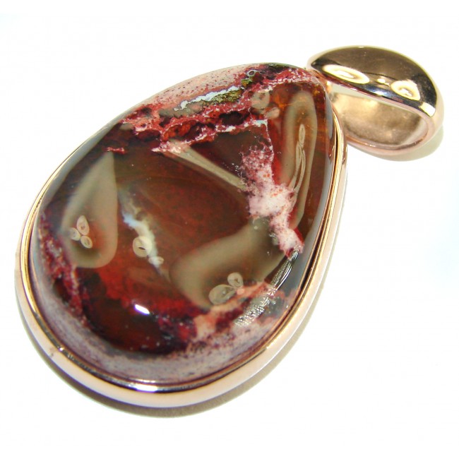 Bonfire Night Natural Mexican Fire Opal 14K Gold over .925 Sterling Silver handmade Pendant