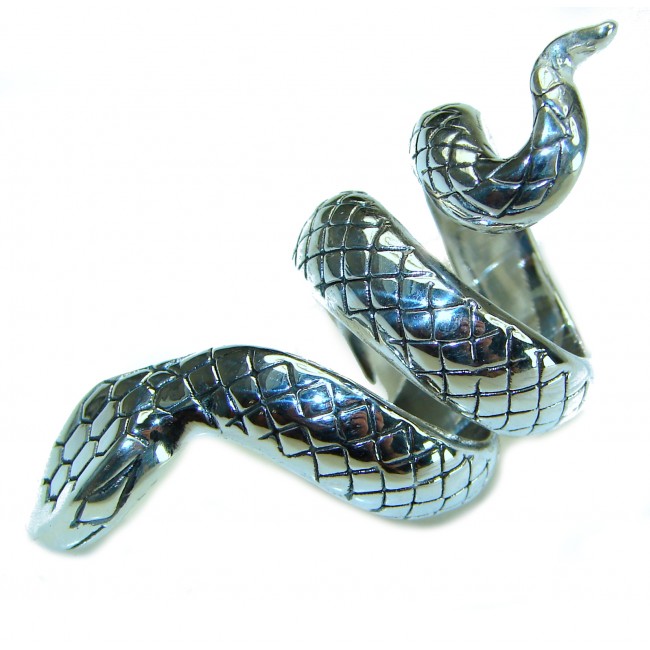 Large Boa Snake .925 Sterling Silver handcrafted Statement Ring size 6