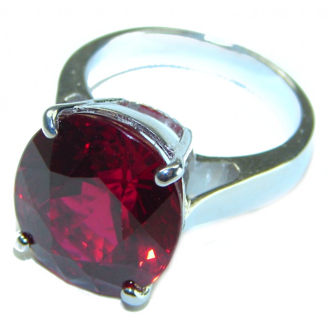 Brilliance 12.5 carat Red Topaz .925 Silver handcrafted Cocktail Ring s. 8